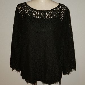 Black lace blouse with attached camisole